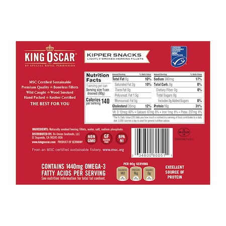 King Oscar King Oscar Kipper Snacks 3.54 oz., PK12 10034800600518